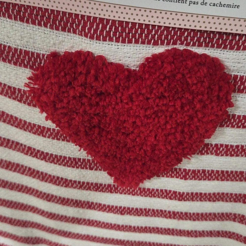 Red and White Striped Heart Blanket